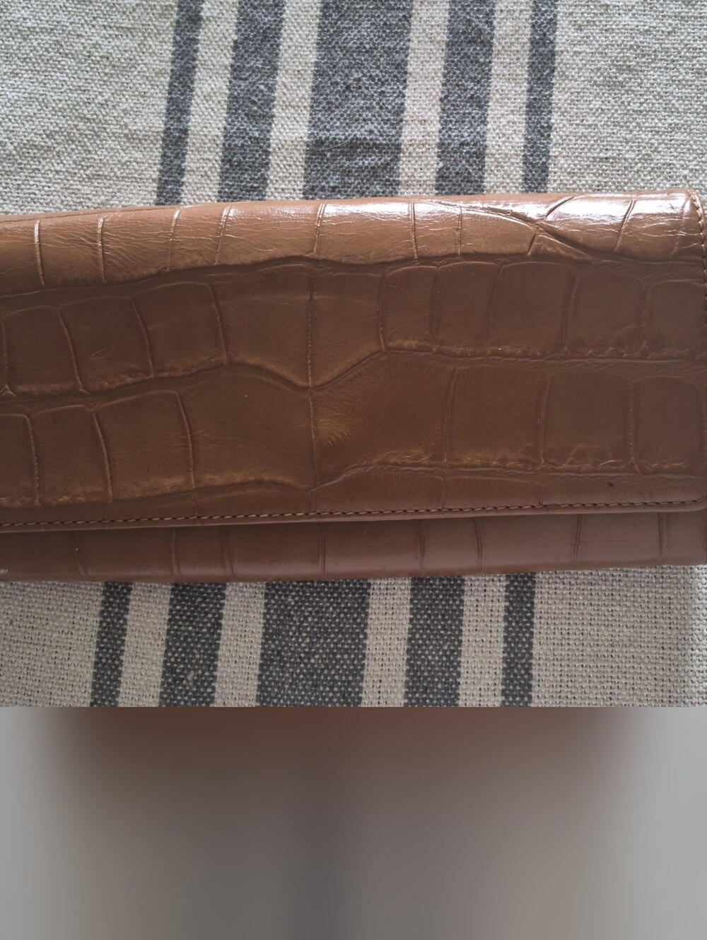 ANTONIO MELANI Brown Croc-Embossed Leather Wallet